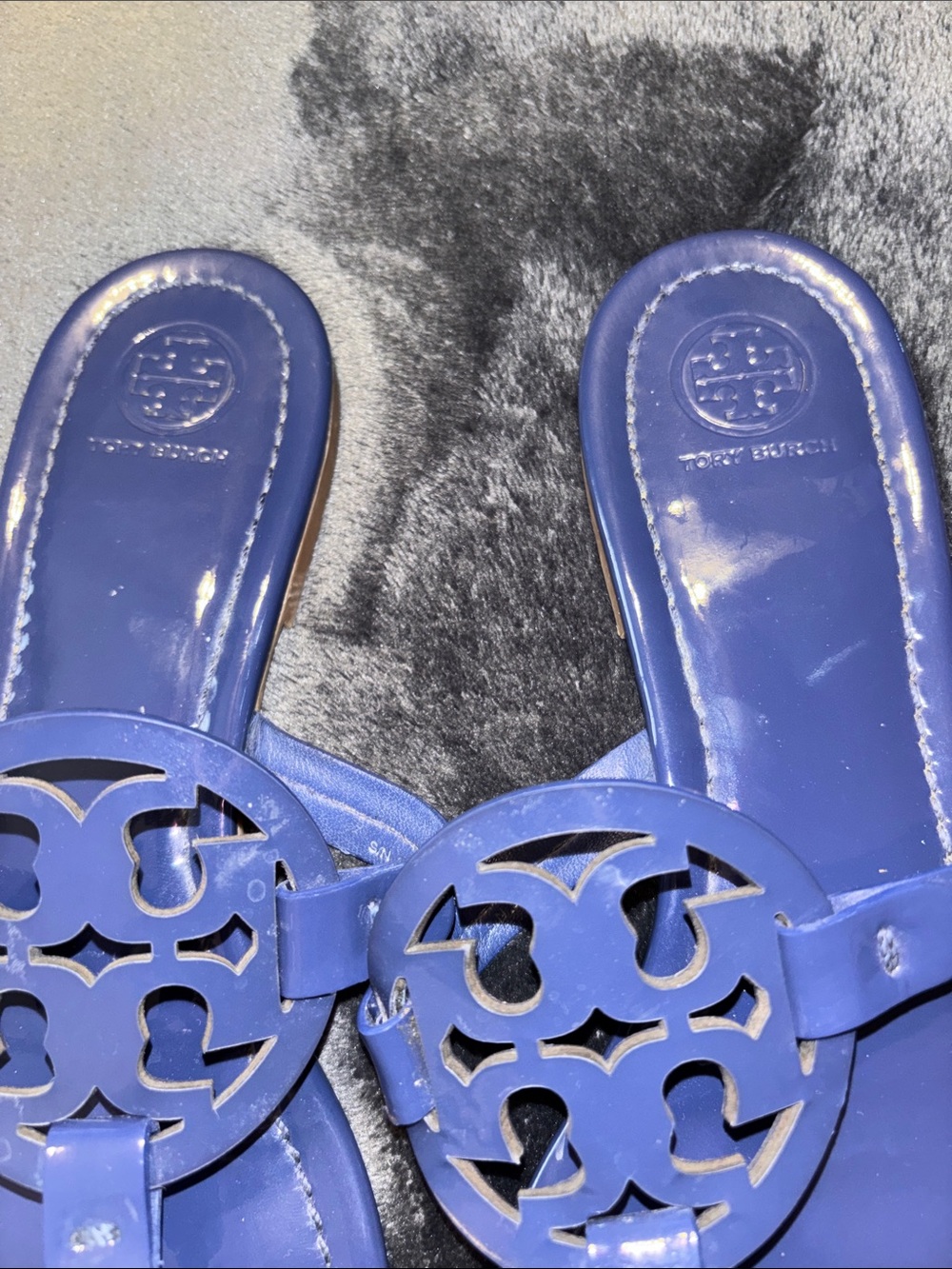 Tory Burch Patent Leather Miller Sandals in Royal Blue - Picture 3 of 7